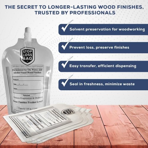 StopLossBags 4 Pack - Transfer, Dispense, Mix, Preserve with Ease - Perfect for Woodworking Enthusiasts and Professionals. Specially Formulated For Fine Finishes - Wood Stains, Varnishes, Paints - Image 4